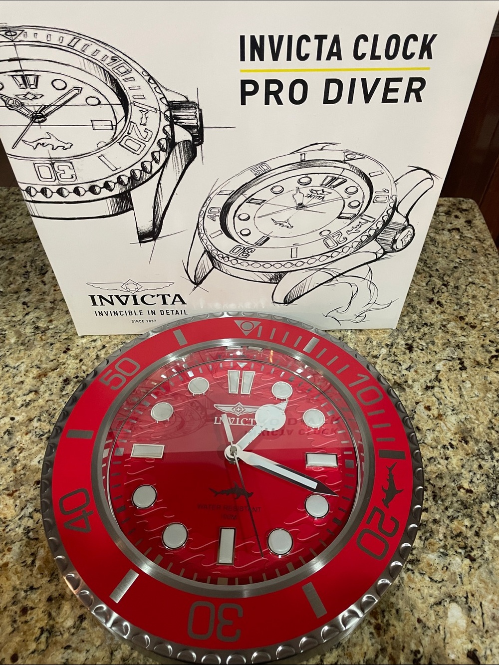 Invicta Red and Silver Pro Diver Wall Clock